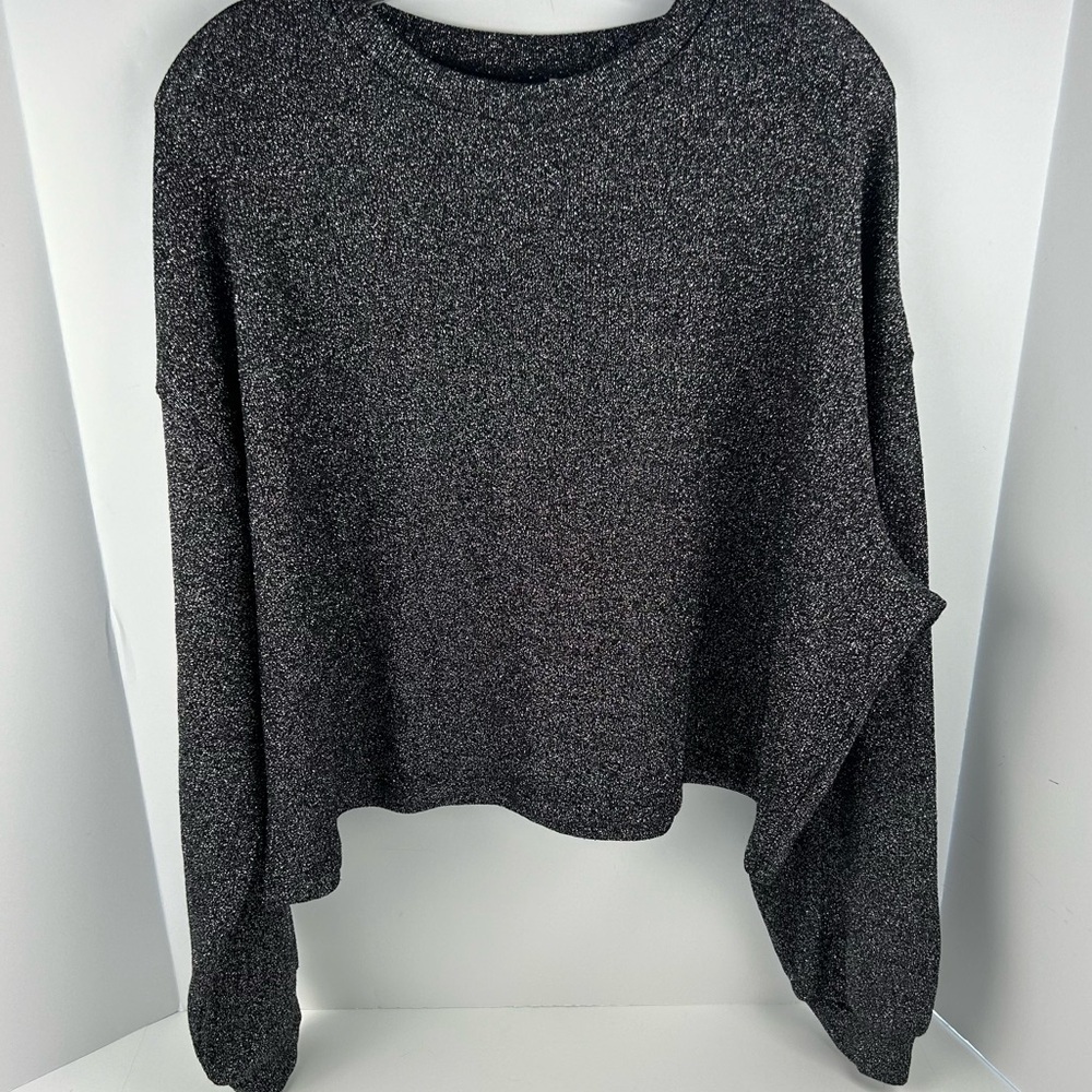 H&M Divided Women's Black Silver Metallic Long Sleeve Sweater XL